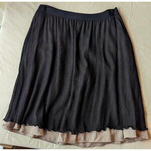 100% silk flowy black chiffon skirt with nude slip showing